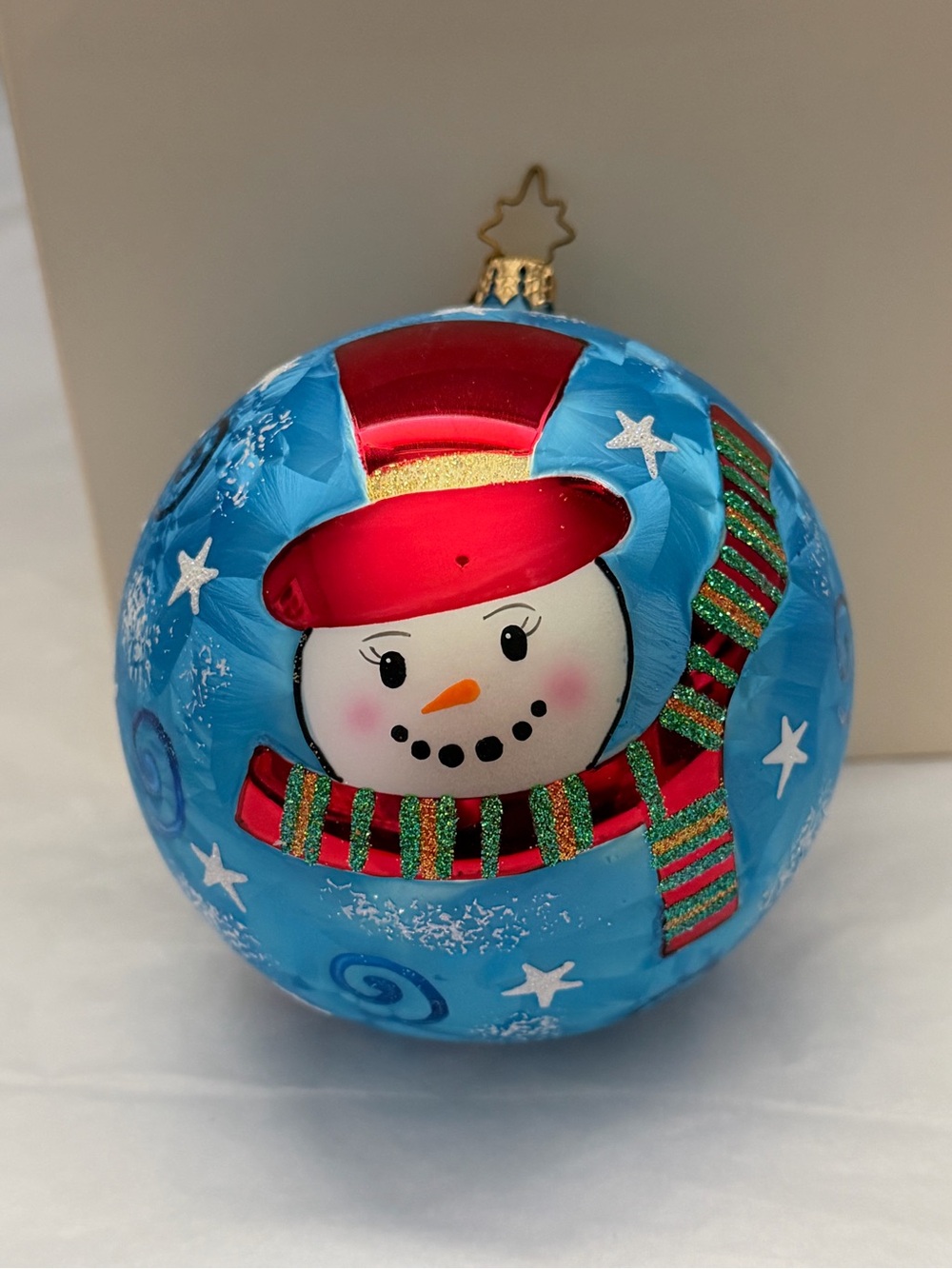 Christopher Radko Christmas ornament hand painted Snowman 4” Bauble